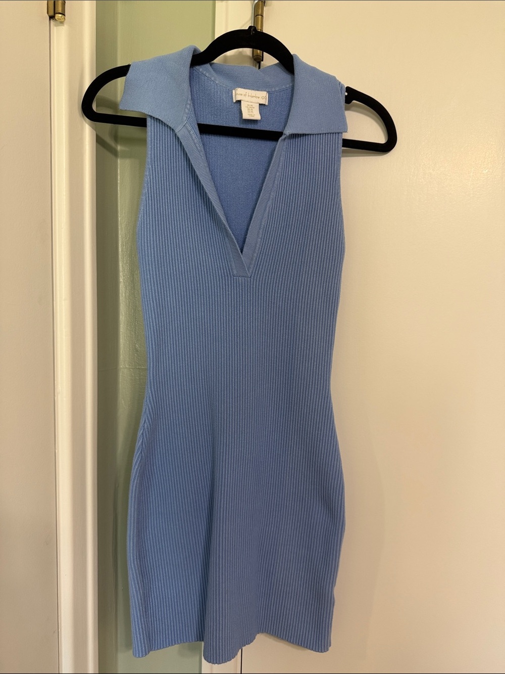 House of Harlow 1960 Ribbed Mini Dress in Light Blue